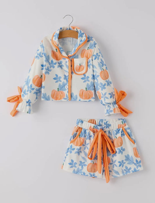 Pumpkin Floral Pajama Set