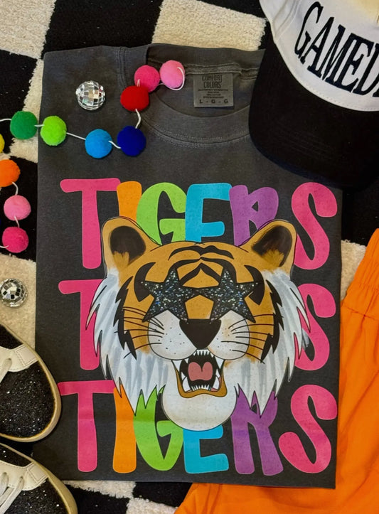 TIGERS Neon School Spirit Tee
